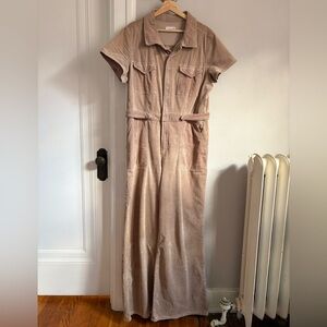 Good American Beige Corduroy Jumpsuit